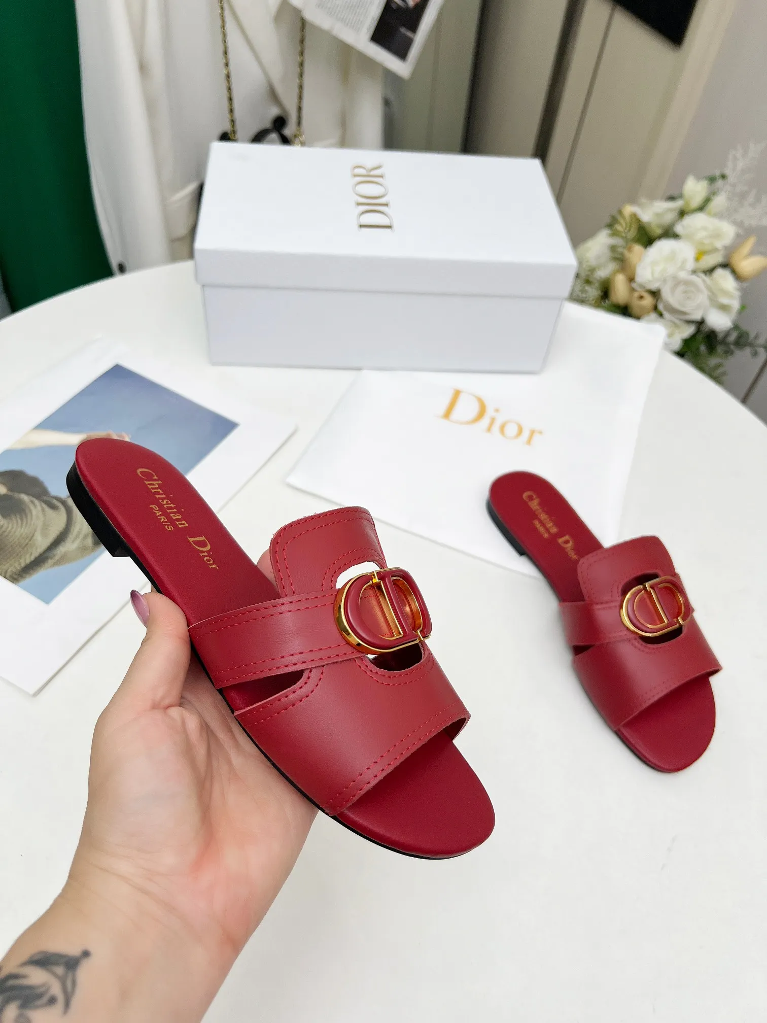 👟👟Ex-factory price 360👟👟 Genuine leather base +30 Dior spring and summer new model 6 colors optional code size 35-42